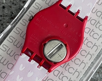 Vintage Swatch Watch GZ264 My Heart Red Rose Only
