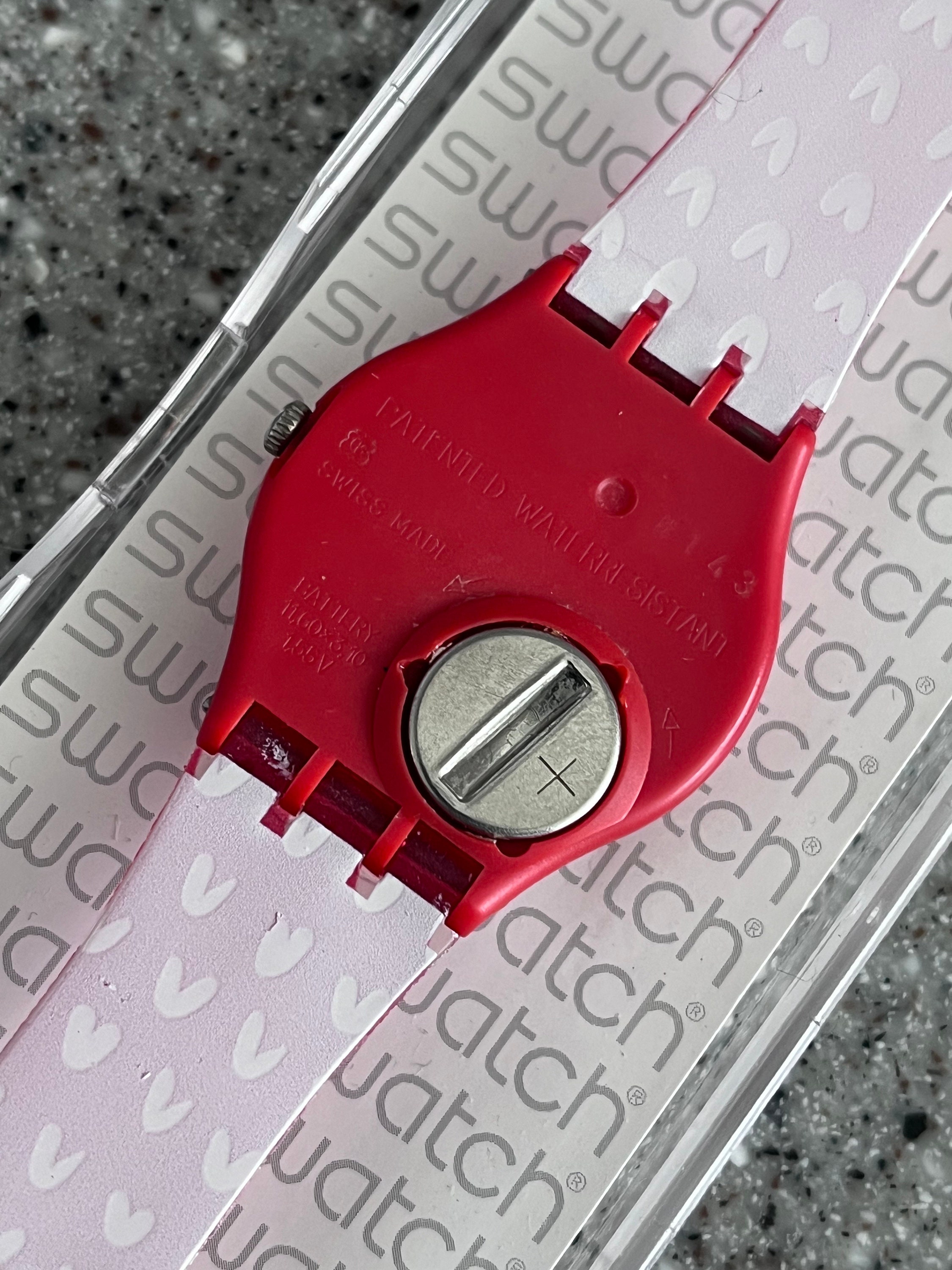 Vintage Swatch Watch GZ264 My Heart Red Rose Only