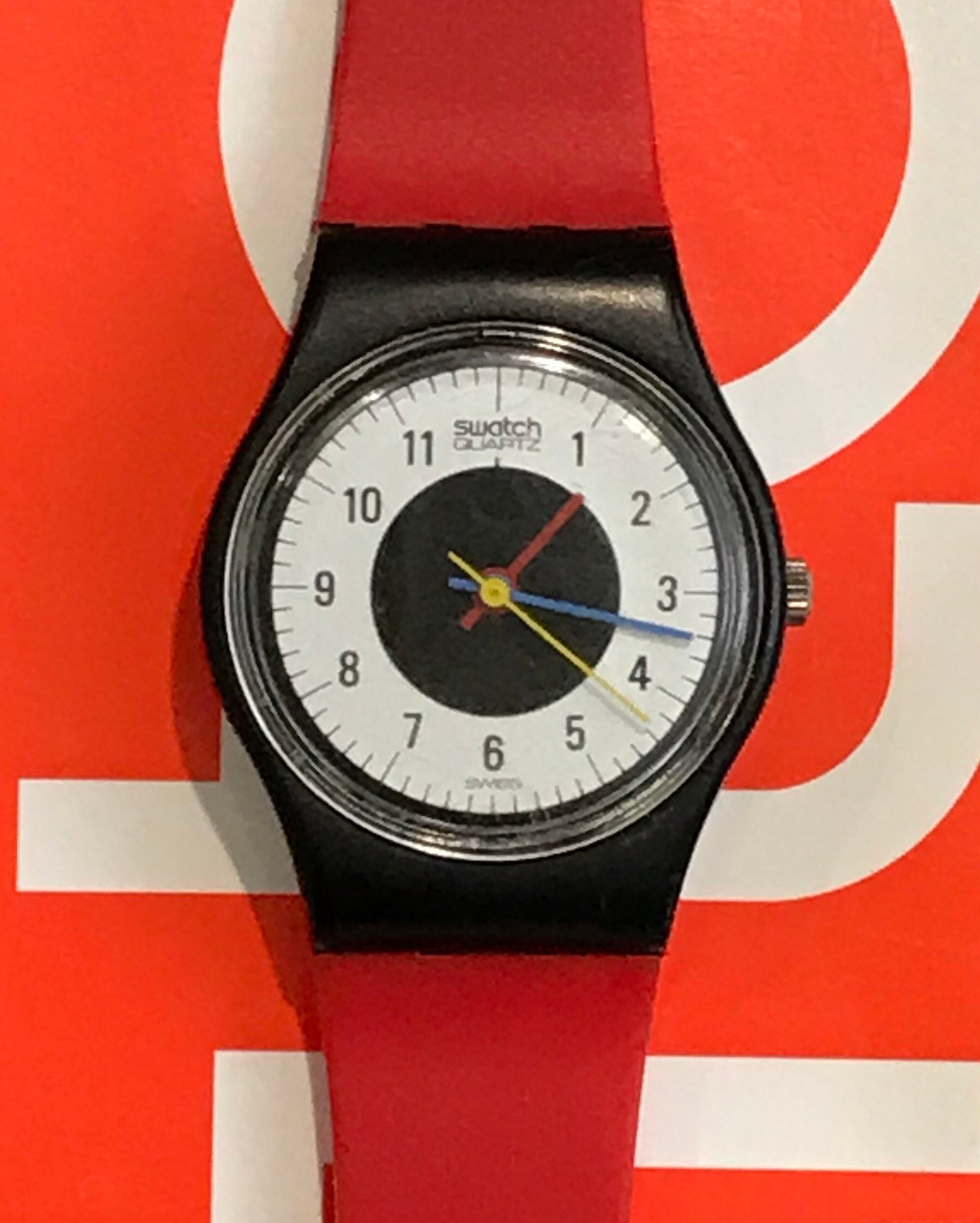 Swatch Chrono Tech Watch - Lb104 1984 Red Band Black Case