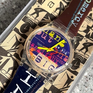Swatch Watch Vintage GO BIG rare Swatch Access watch in original box never worn with battery 34mm face great collectors watch