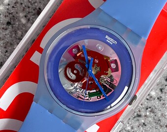 【美品】Swatch 腕時計 ブルー ラバー Swatch×OMEGA スウォッチ×オメガ SUPER BLUE MOONPHASE（ブルー