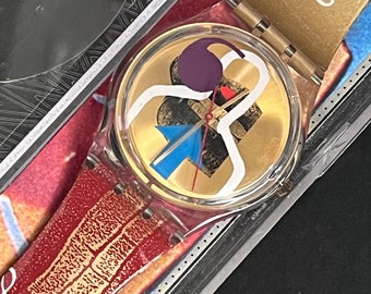 Swatch Watch GK248 "LIPSTICK" 1997 Original Designed by Huntley Muir working with battery 34mm face in original box with artwork