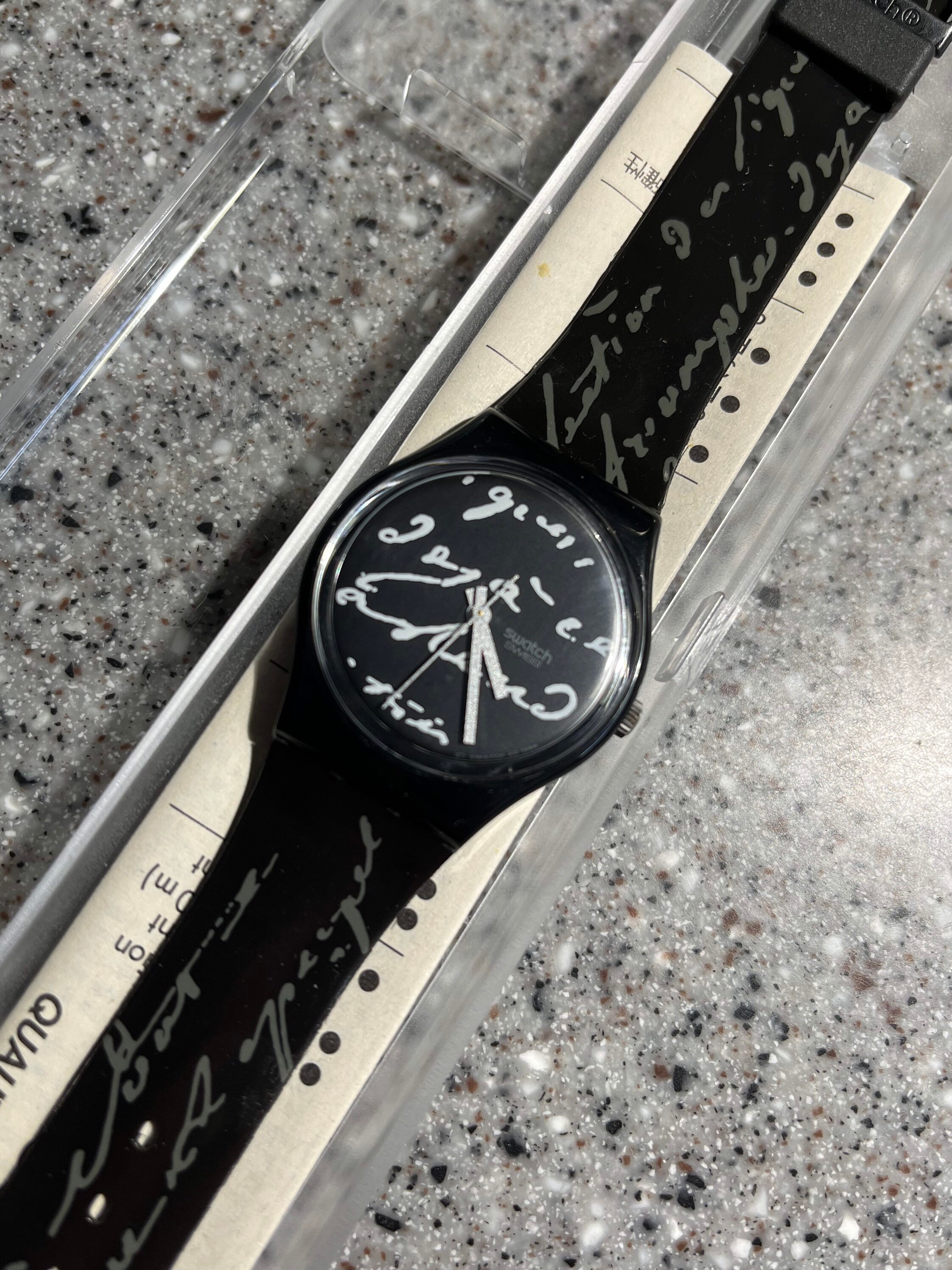 Swatch Vintage Watch GB165 White Writing 34mm Working With a New