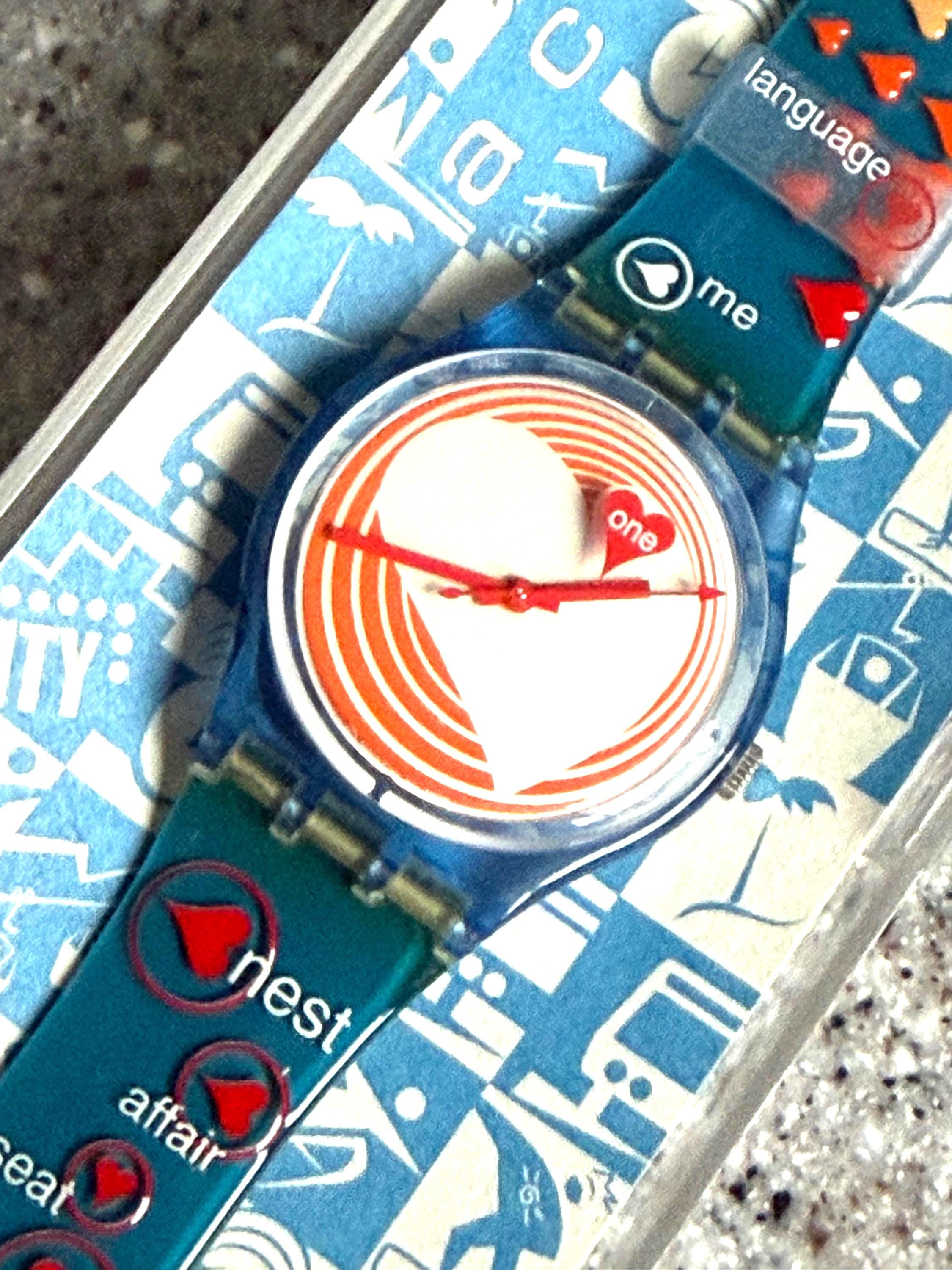 Swatch 2009 Women’s 25m Steel Plastic Silver Heart Dial Watch Dandle Hearts Heart Swatch Watch - Etsy main image 2