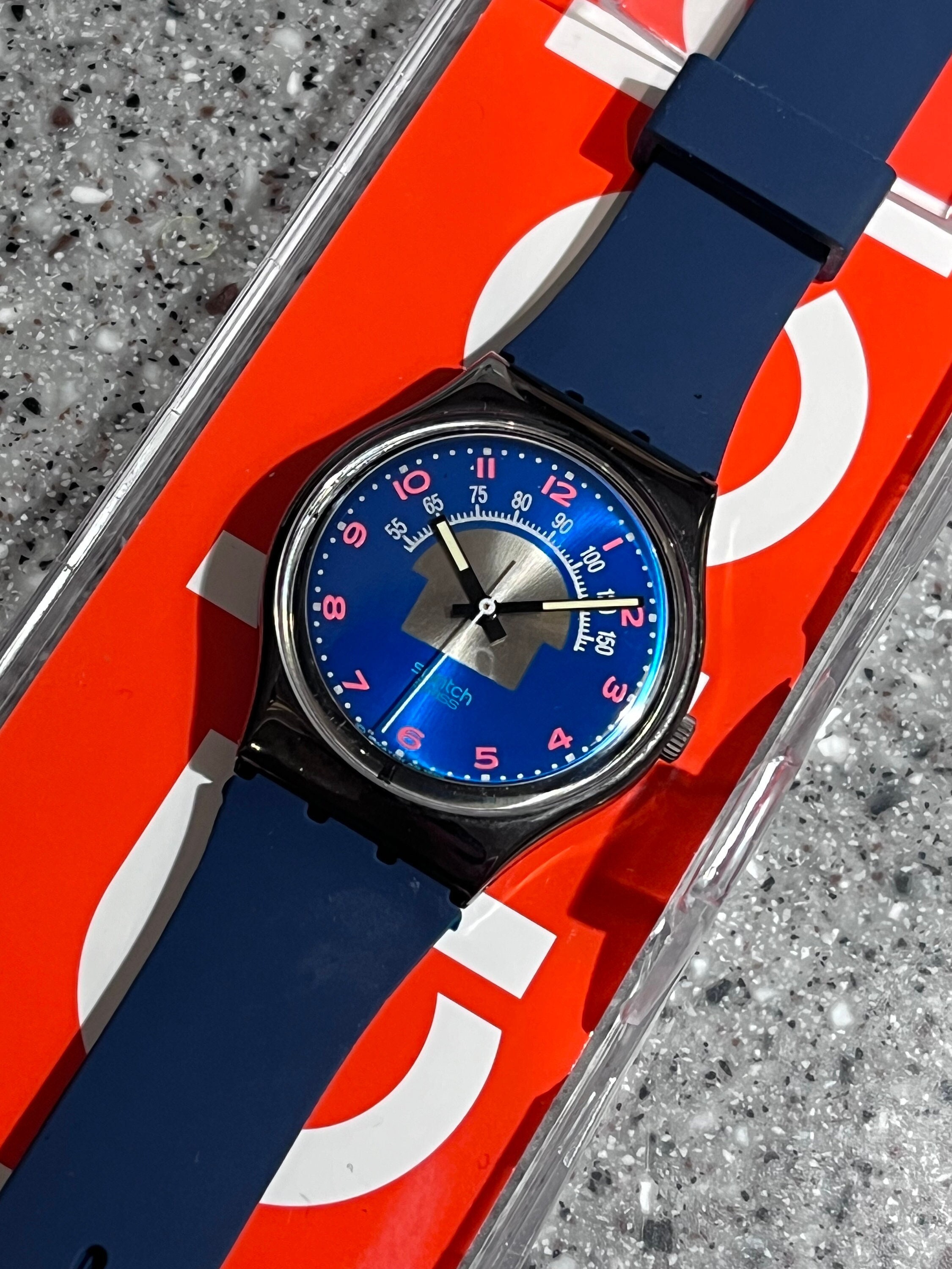 New Blue Tone VINTAGE Swatch Watch 1990 Pre Owned Excellent