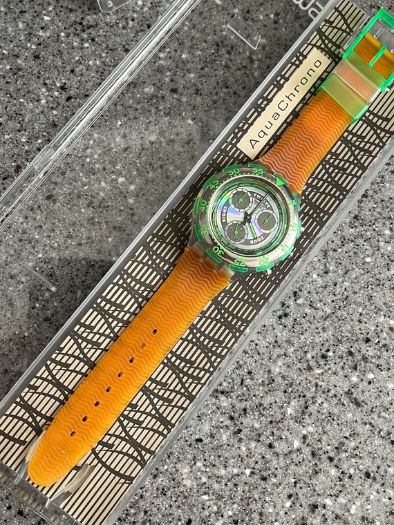 1994 Vintage Swatch Aqua-Chrono Scuba Sirena SBK101 B… - Gem