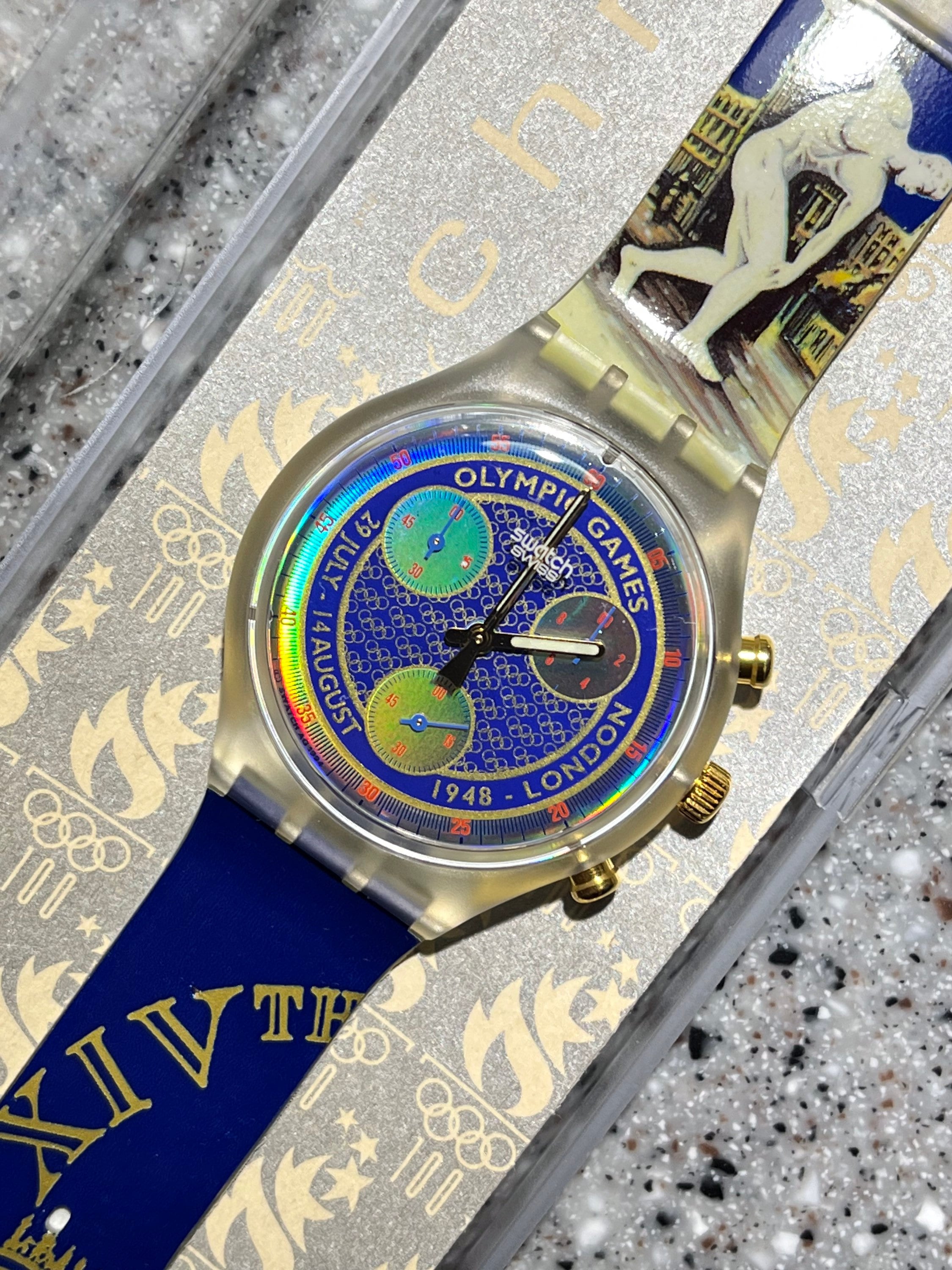 Swatch CHRONO 腕時計 不動品 NEW Vintage 1994 Swatch Watch Chrono or Chronograph Olympic 100th