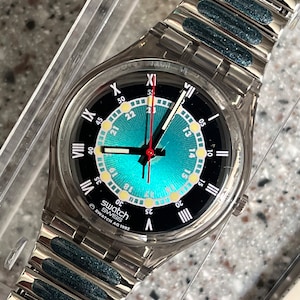 Vintage NEW Swatch Watch 34mm small flexible stainless band Screw Driver RARE GM115 estate piece running with new battery in original box
