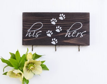 His hers dog key holder, his hers dog key hanger, his hers key organizer, dog Leash holder, key and leash holder, key holder for wall