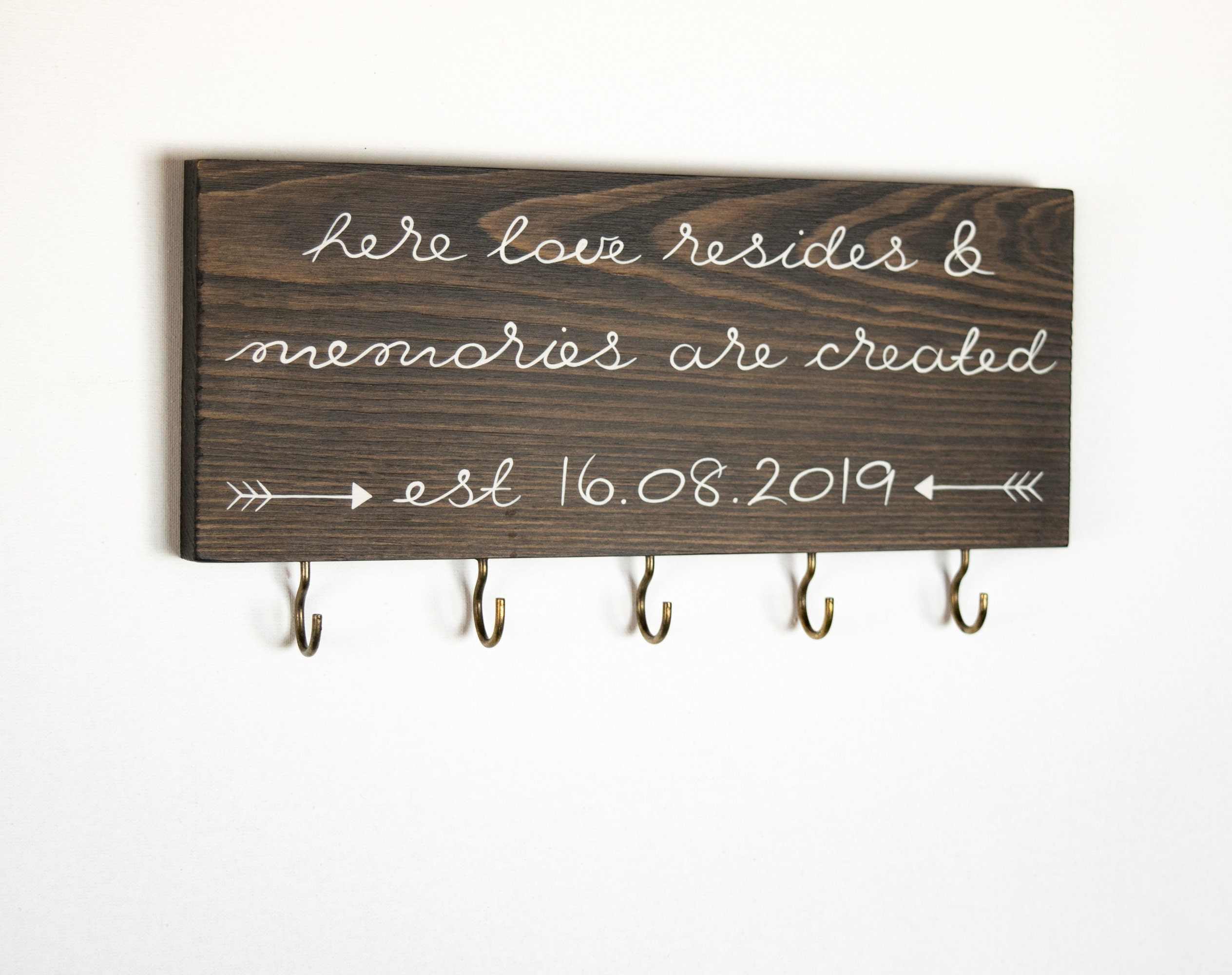 Key hanger key rack custom text sign key hooks wall key Etsy