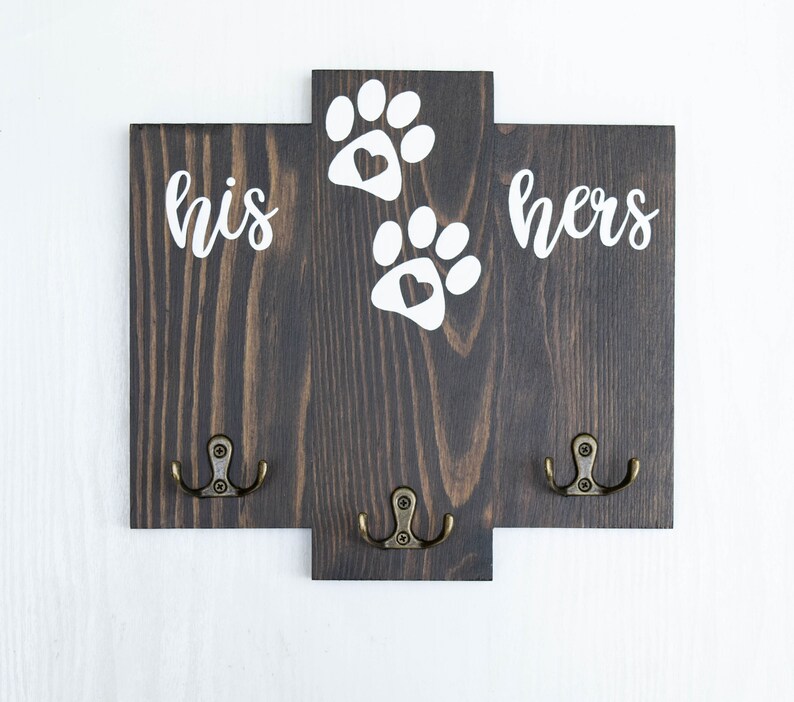 His Hers Dog key holder, key and leash holder, his and hers key holder, key holder for wall, key holder, dog leash holder, key hanger, image 3