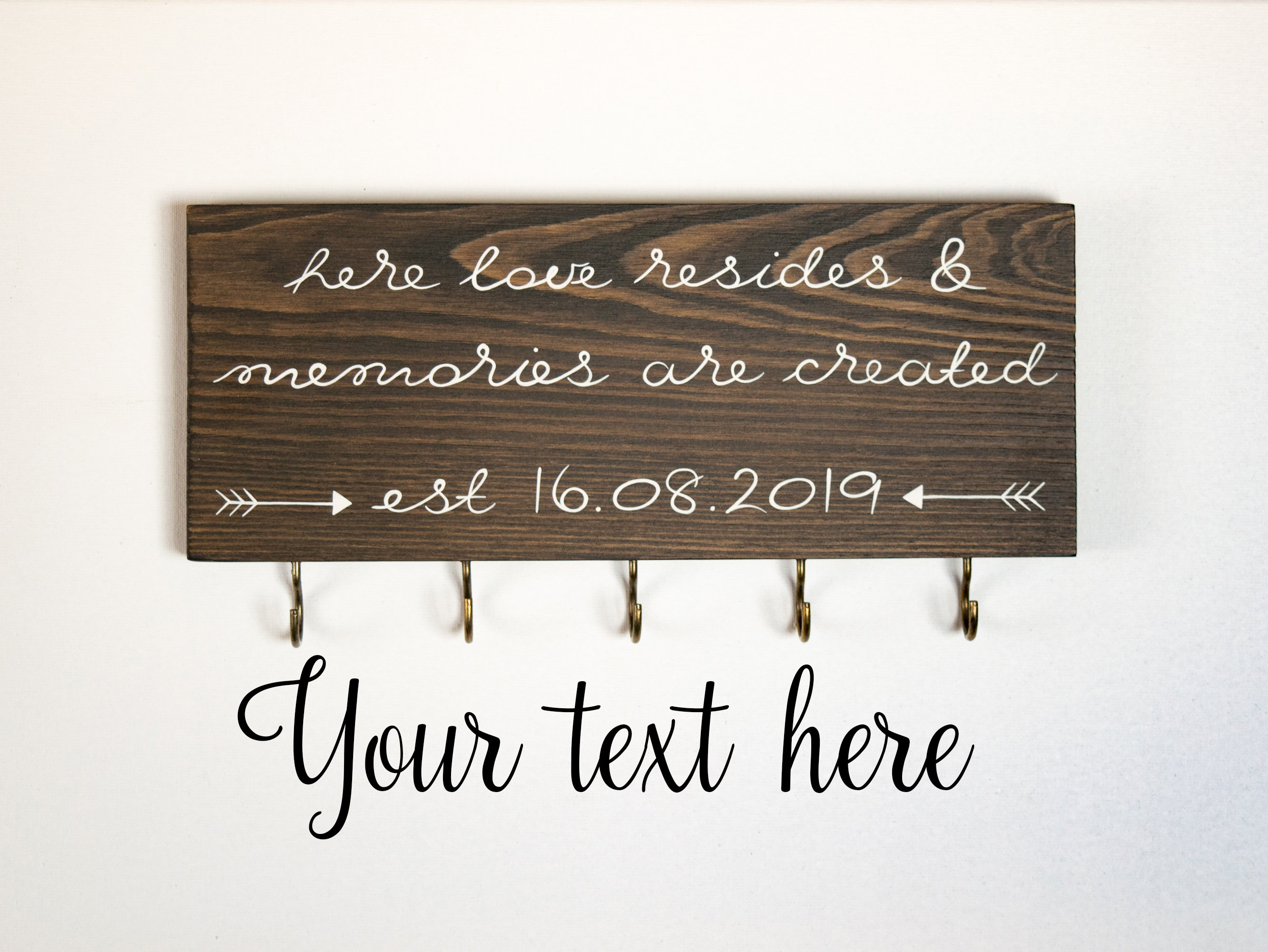 Key hanger key rack custom text sign key hooks wall key Etsy