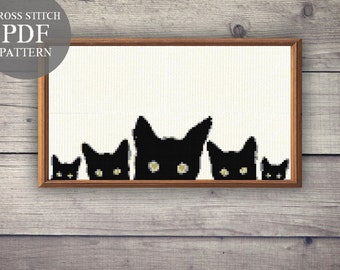 Cats  Cross Stitch Pattern. Cat Eyes Cross Stitch Pdf. Modern Counted Stitch Pattern. Cat Feline Gato Design. Pdf Instant Download