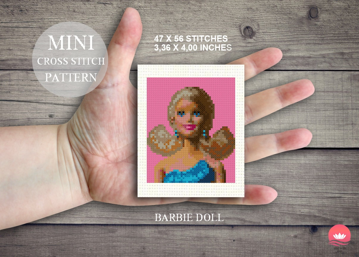 VINTAGE BARBIE - Modern Counted Cross Stitch Pattern - pdf instant download