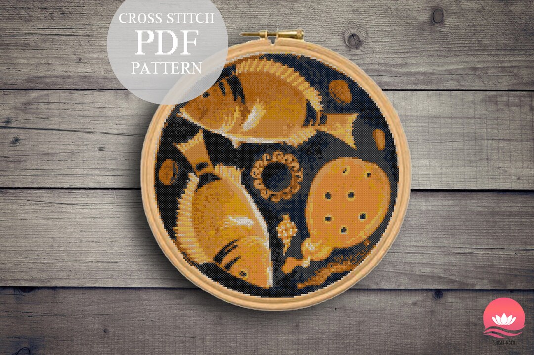 Terracotta Fish Plate Ancient Greek Pottery Cross Stitch Pattern. Fish ...