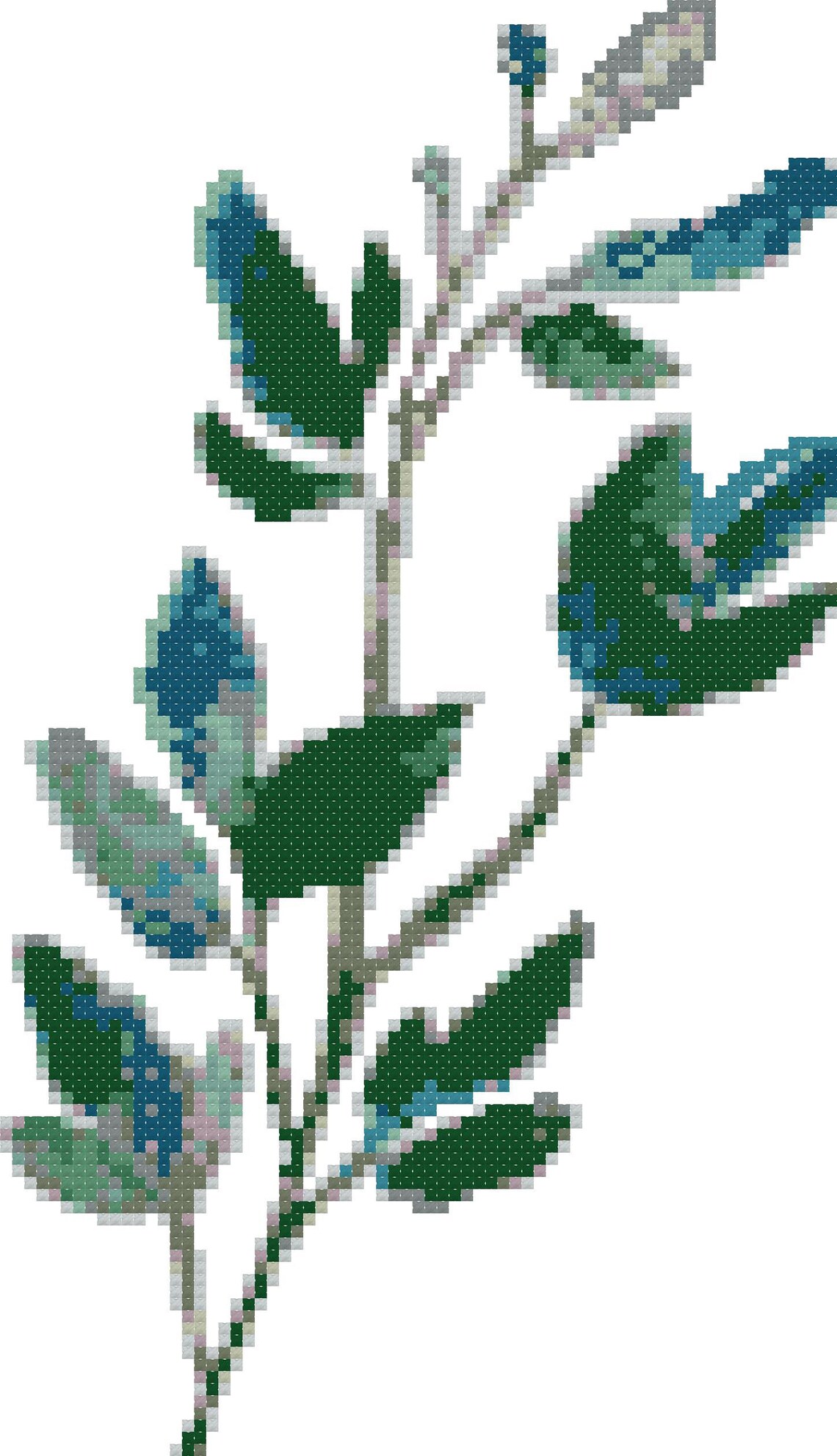 6 Floral Leaf Branches Cross Stitch Patterns Set. Watercolor Etsy