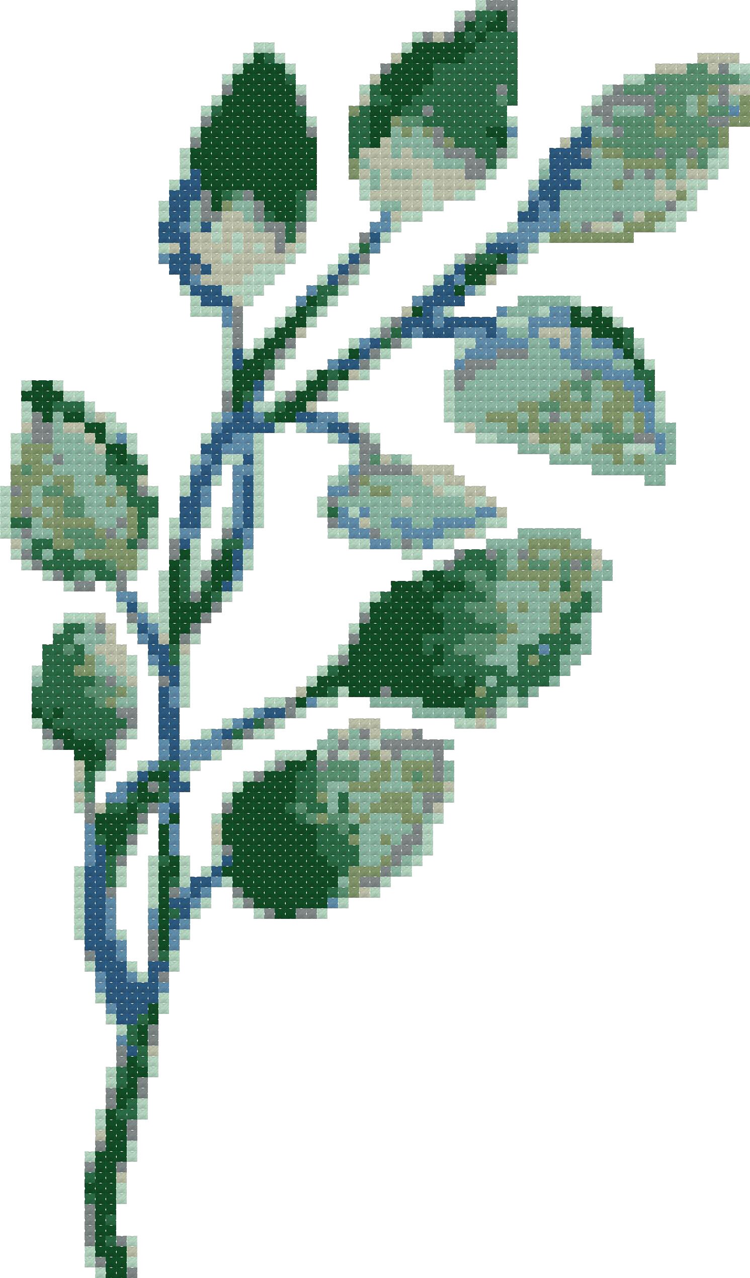 6 Green Leaf Branch Set Cross Stitch Pattern. Leaf Cross Etsy