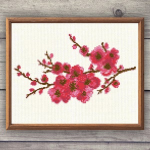 3 Sakura Cross Stitch Patterns Set. Cherry Blossom Cross Stitch Pdf ...