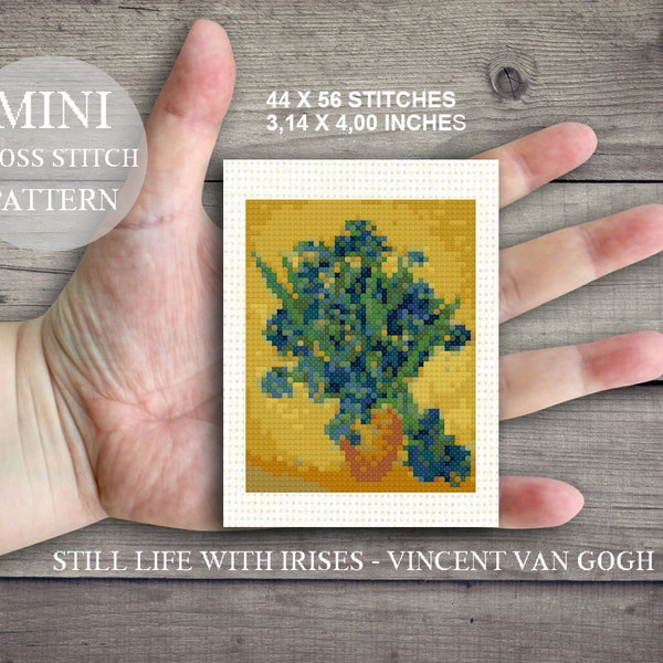 MINI Still Life with Irises Van Gogh Cross Stitch Pattern. Iris Cross Stitch Pdf. Famous Painting Cross Stitch PDF. Van Gogh Mini Art