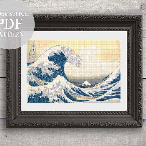 The Great Wave off Kanagawa Katsushika Hokusai Cross Stitch Etsy