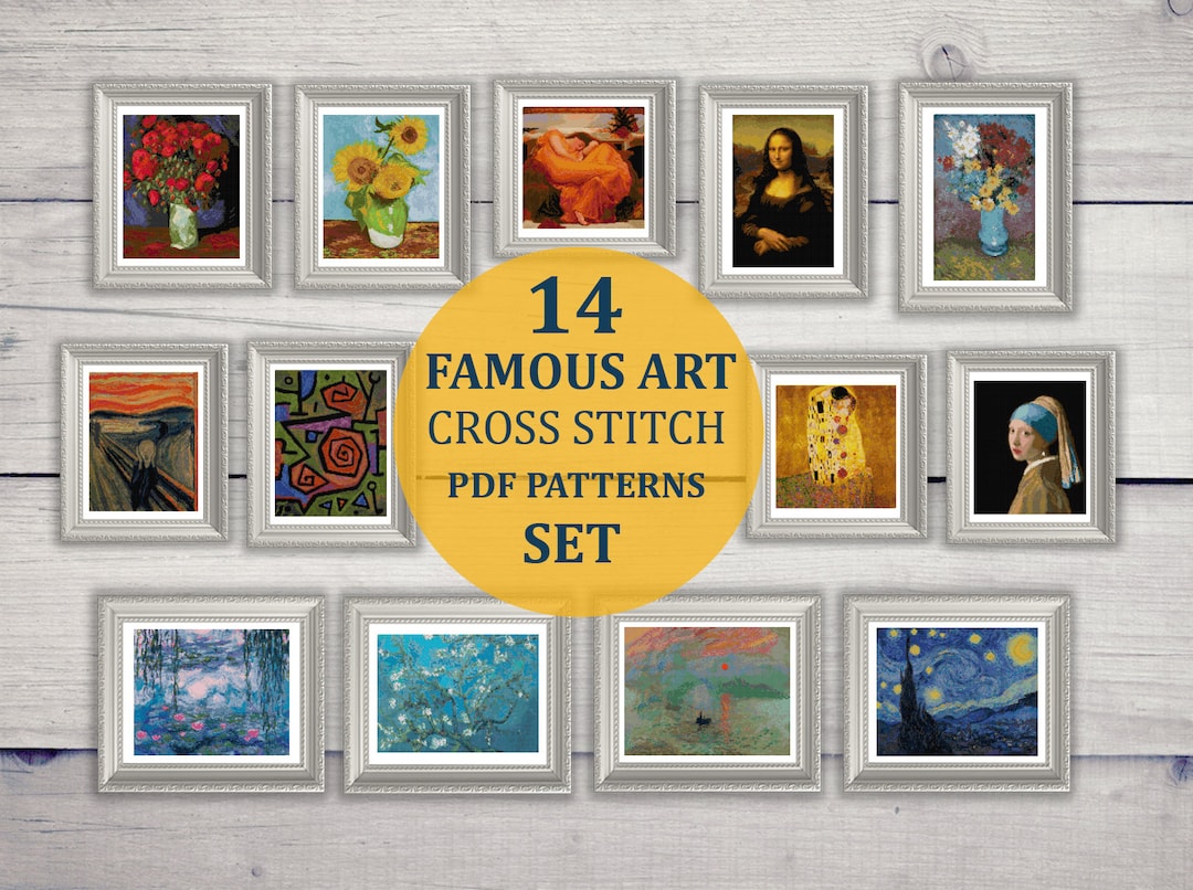 14 Famous Paintings Cross Stitch PDF Patterns Set. Van Gogh - Etsy