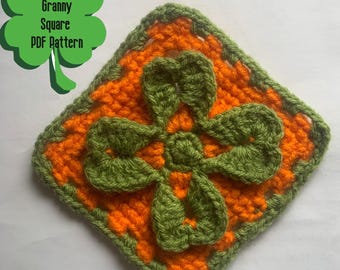 Granny Square Pattern-Shamrock Granny Square- Crochet St. Patrick's Day - Crochet Flower Blanket- PDF Crochet Pattern - Digital Download PDF