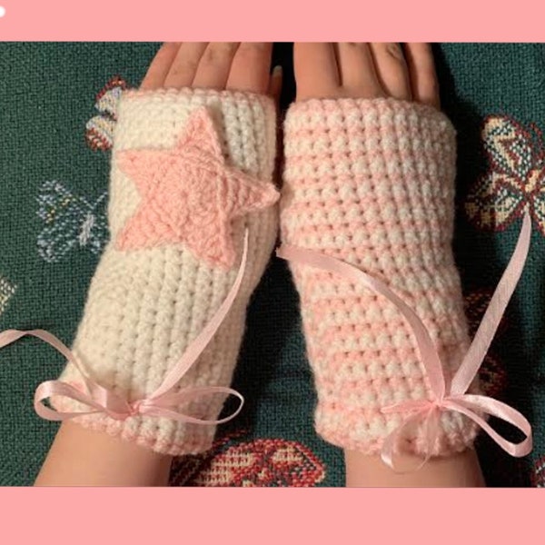 Crochet Fingerless Gloves, Crochet Handwarmers, Cute handwarmers, Cute Pink Fingerless Gloves, Coquette Hand Warmers, Coquette Accessories