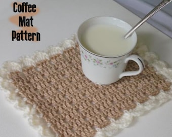 Crochet Coaster Pattern, Large Coffee Coaster Pattern, Table Mat Pattern, PDF Pattern, Downloadable Pattern, Crochet Pattern