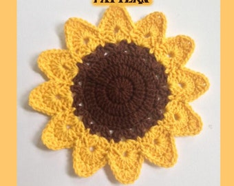 Sunflower Coaster Pattern, Sunflower Coaster, Flower Crochet Pattern, Crochet Pattern, Easy Pattern,PDF Crochet Pattern,Digital Download PDF