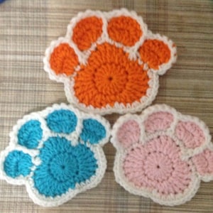 Crochet Coaster Pattern, Crochet Paw Coaster Pattern, Animal Coaster, PDF Crochet Pattern, Instant Download, Crochet Pattern