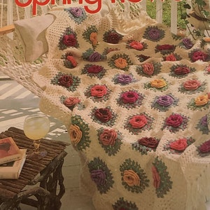 VINTAGE Spring Flower Granny Square Pattern, Crochet Flower Blanket, Crochet Afghan Pattern, PDF Crochet Pattern - Digital Download PDF