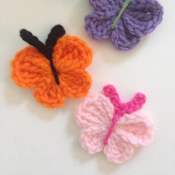 Crochet Applique Pattern, Crochet Butterfly Applique Pattern, Mini Butterfly Pattern, Butterfly Applique Pattern, PDF Crochet Pattern