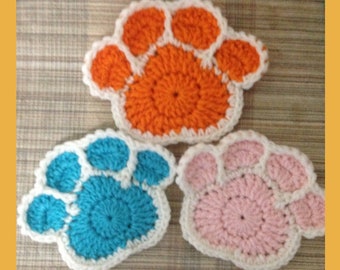 Crochet Coaster Pattern, Crochet Paw Coaster Pattern, Animal Coaster, PDF Crochet Pattern, Instant Download, Crochet Pattern