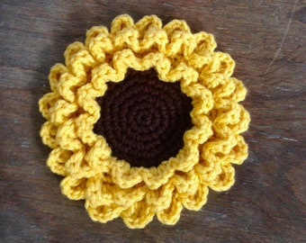 Sunflower Coaster Pattern, Sunflower Coaster, Flower Crochet Pattern, Crochet Pattern, Easy Pattern,PDF Crochet Pattern,Digital Download PDF