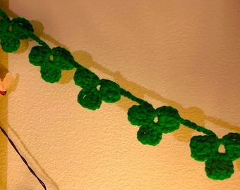 Patrón de crochet de guirnalda de trébol, patrón de crochet de trébol, decoración de crochet, guirnalda de decoración del día de San Patricio, patrón de crochet PDF