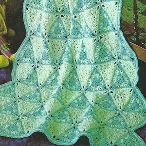 Patrón de manta afgana de cuna triangular vintage para bebé, manta geométrica de ganchillo para bebé, manta triangular vintage para bebé, descarga instantánea en PDF.