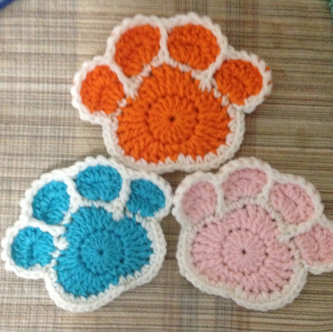Crochet Coaster Pattern Crochet Paw Coaster Pattern Animal Etsy
