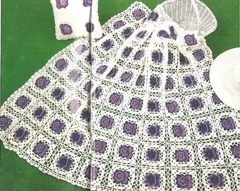 VINTAGE Crochet Pansy Pattern, Crochet Blanket Pattern, PDF Pansy Patch Crochet Pattern, Crochet Pansy Flower Blanket, Digital Download PDF