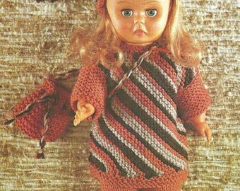 Vintage Emu 14 inch Doll Popover, Trousers, Cap, Bag Doll Outfit Knitting Digital Download PDF