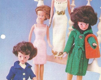 VINTAGE Leithen Teenage Dolls Outfit Knit Pattern, Knit Halter Blouse, Coat, Dress , Knit Fashion Barbie Doll Digital Download PDF