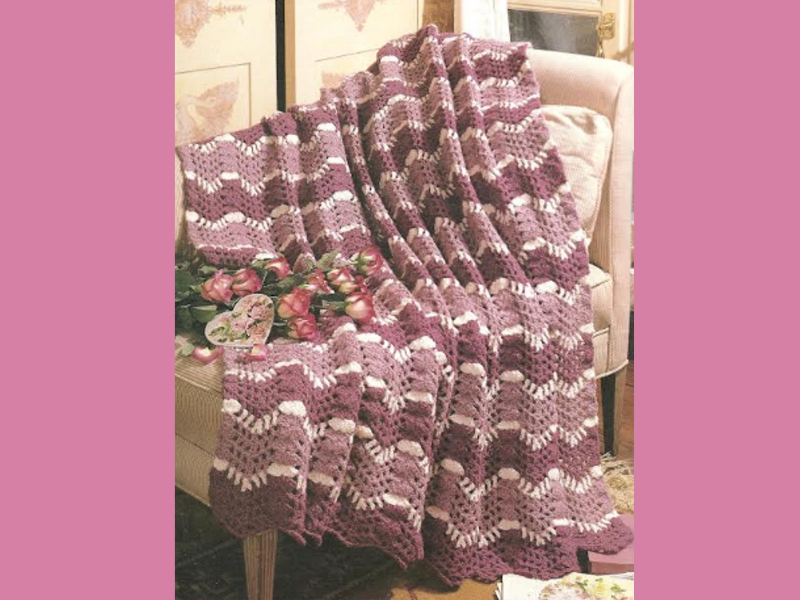 VINTAGE Purple Ripple Afghan Crochet Afghan Pattern Crochet Etsy