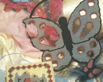 Vintage Plastic Canvas Love Birds Jewelry Box Pattern, Plastic Canvas Butterfly, Plastic Canvas Butterfly Scarf Pull Digital PDF Pattern