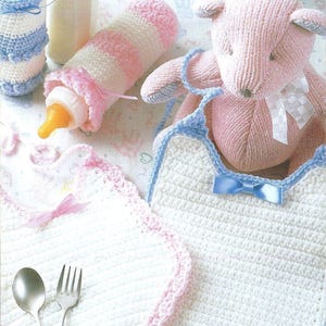 Vintage Crochet Boy and Girl Wee Bibs and Bottle Covers, crochet Baby's Bibs and Bottle Cover Pattern, instant download PDF