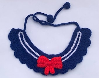 Crochet Tutorial Sailor Moon Color Pet Collar, Easy Adjustable Pet Collar Decoration Cat dog Crochet Pattern, Ocean Bomb PDF Crochet Pattern