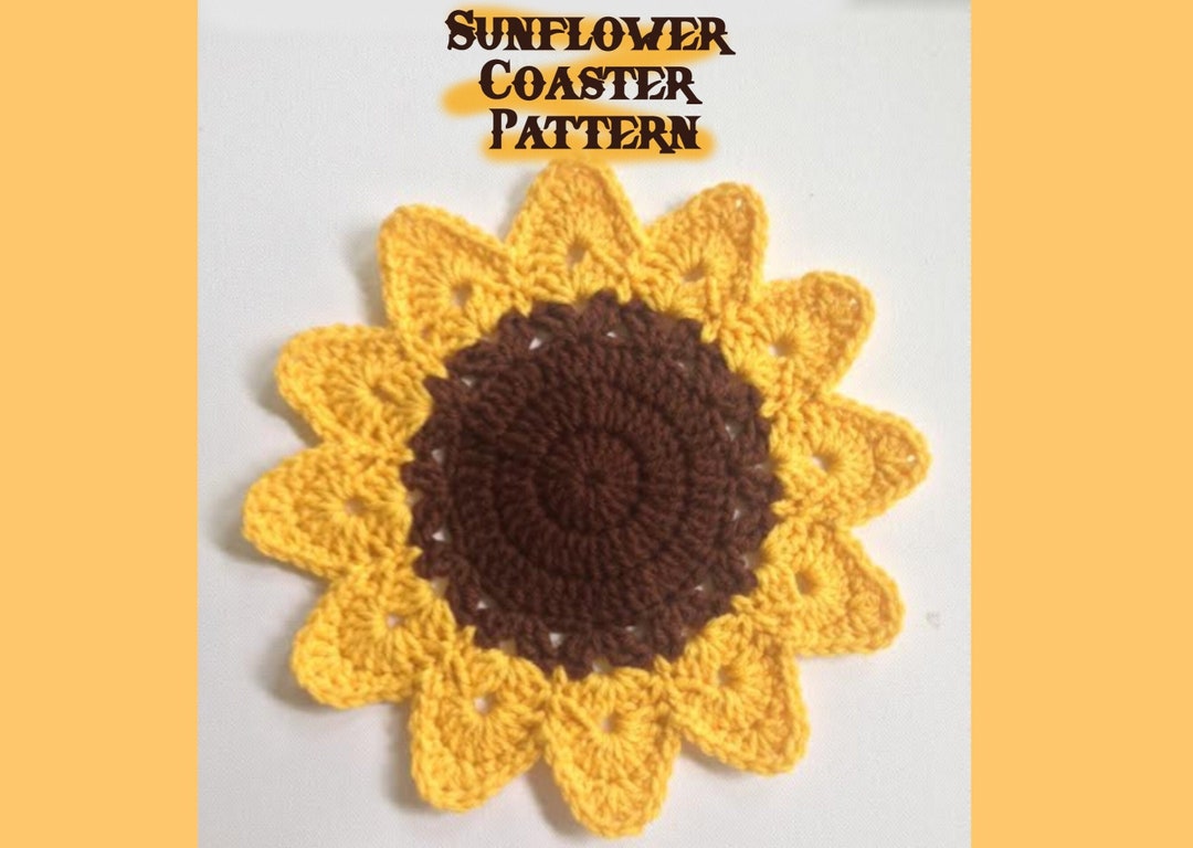 Sunflower Coaster Pattern, Sunflower Coaster, Flower Crochet Pattern ...