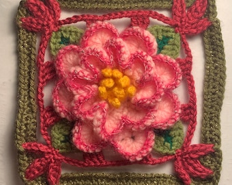 Granny Square Pattern - Flower Granny Square - Lotus Granny Square - PDF Crochet Pattern-Digital Download PDF-Baby Blanket Crochet Pattern