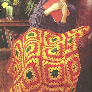 VINTAGE Great Granny Square Afghan, Square Granny Afghan, Crochet Geometric Afghan Pattern Crochet Digital Download PDF