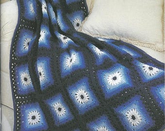 Vintage Crochet Starry Night Afghan Pattern Granny Square Crochet Afghan Blanket Crochet Starry Night Granny Square Digital Download PDF