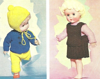 VTG Patons 10-20 inch Dolls Clothes, Playsuit--Cap, Cardigan,Trews,Party Outfit--Skirt, Jerkin, Sweater,Undies Knitting Digital Download PDF