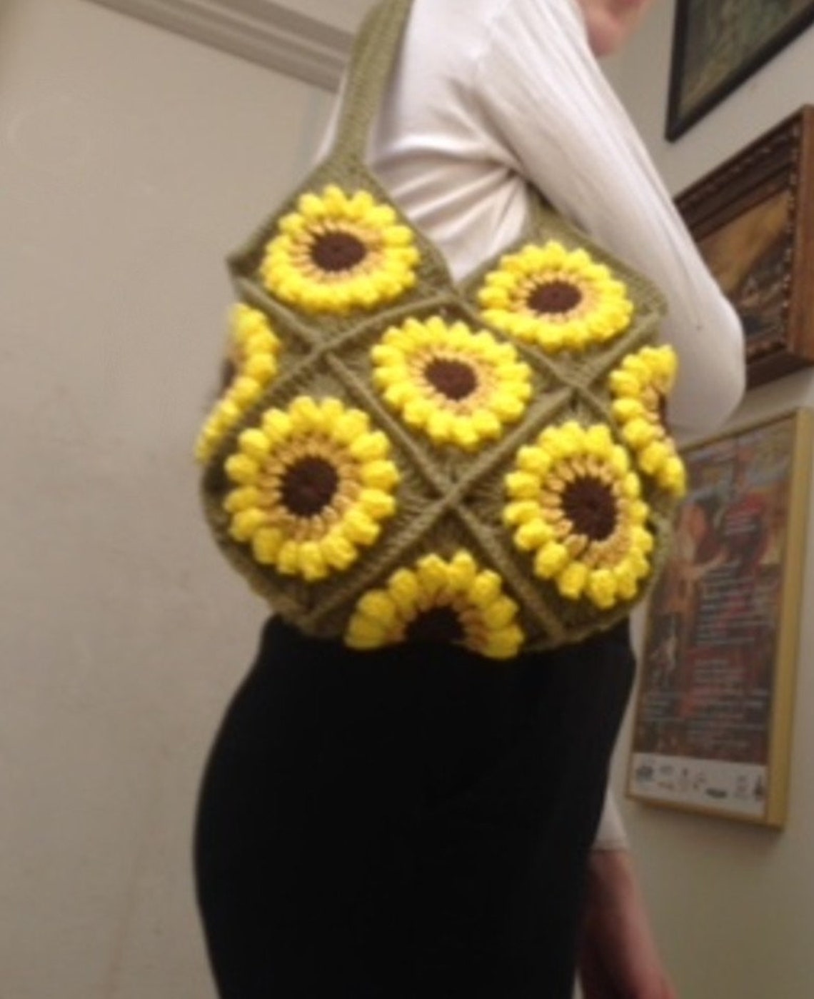 Crochet Sunflower Bag Pattern Crochet Sunflower Square Pattern